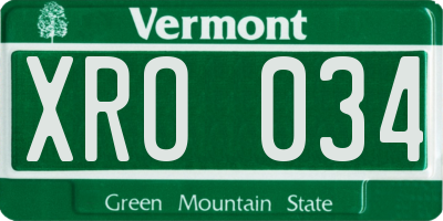 VT license plate XRO034