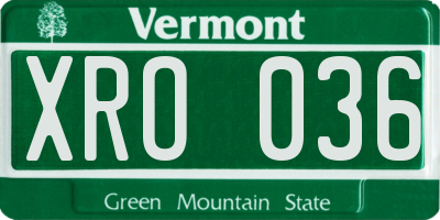 VT license plate XRO036