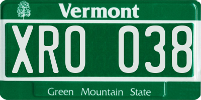 VT license plate XRO038