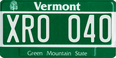 VT license plate XRO040