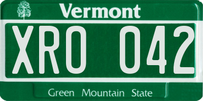 VT license plate XRO042