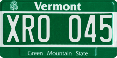 VT license plate XRO045
