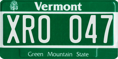 VT license plate XRO047