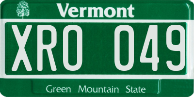 VT license plate XRO049