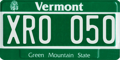 VT license plate XRO050