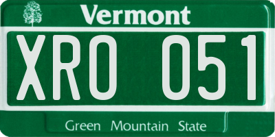 VT license plate XRO051