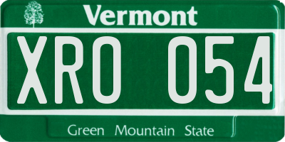 VT license plate XRO054