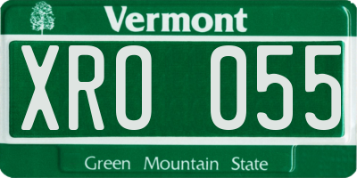 VT license plate XRO055