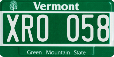 VT license plate XRO058