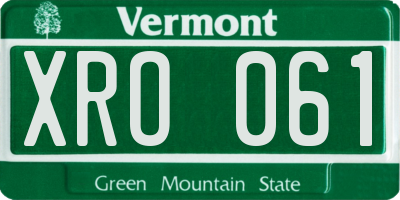 VT license plate XRO061
