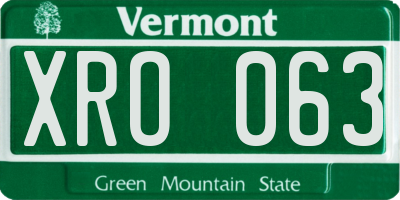 VT license plate XRO063
