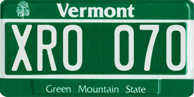 VT license plate XRO070