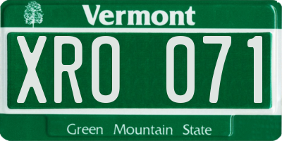 VT license plate XRO071