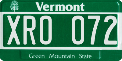 VT license plate XRO072