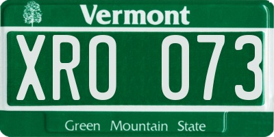 VT license plate XRO073
