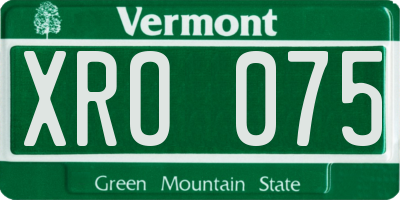 VT license plate XRO075