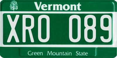 VT license plate XRO089