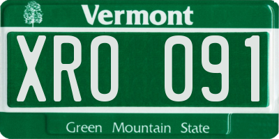 VT license plate XRO091