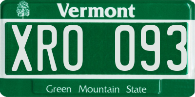 VT license plate XRO093