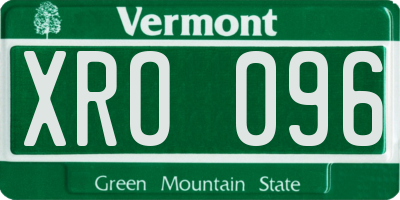 VT license plate XRO096