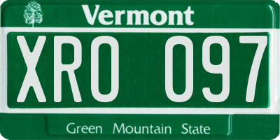 VT license plate XRO097