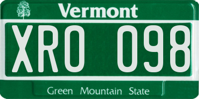 VT license plate XRO098