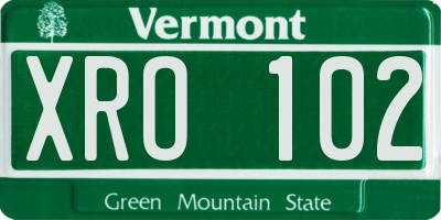 VT license plate XRO102