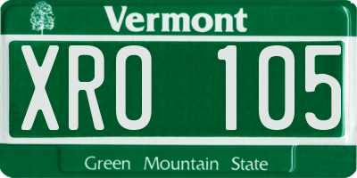 VT license plate XRO105
