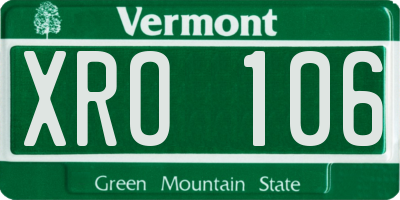 VT license plate XRO106