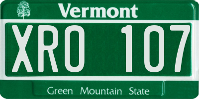 VT license plate XRO107