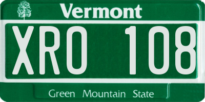 VT license plate XRO108