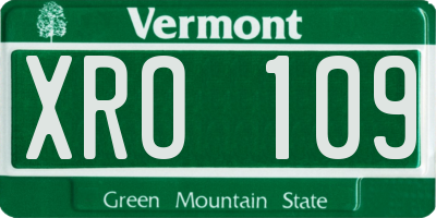 VT license plate XRO109
