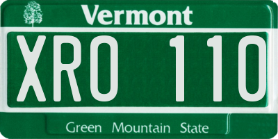 VT license plate XRO110