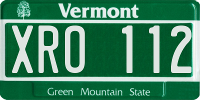 VT license plate XRO112