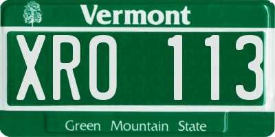 VT license plate XRO113
