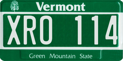 VT license plate XRO114