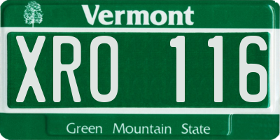 VT license plate XRO116