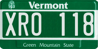 VT license plate XRO118