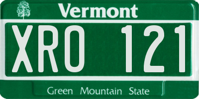 VT license plate XRO121