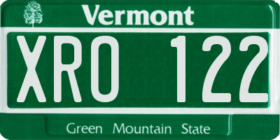 VT license plate XRO122
