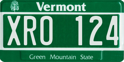 VT license plate XRO124