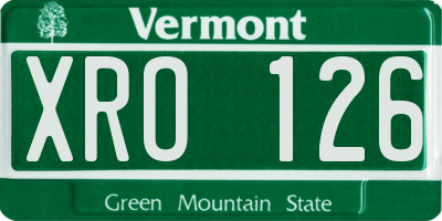 VT license plate XRO126
