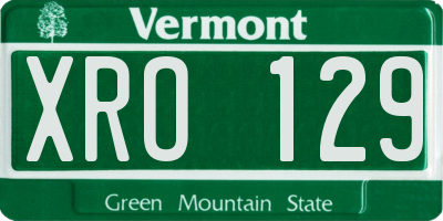 VT license plate XRO129