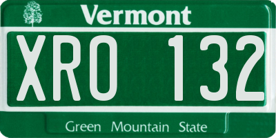 VT license plate XRO132