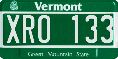 VT license plate XRO133