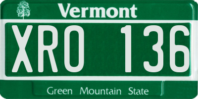 VT license plate XRO136