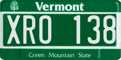 VT license plate XRO138