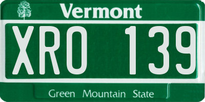 VT license plate XRO139