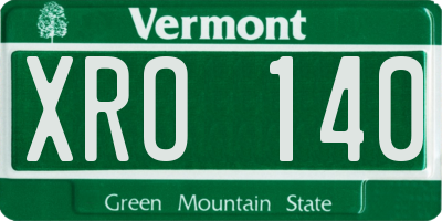 VT license plate XRO140