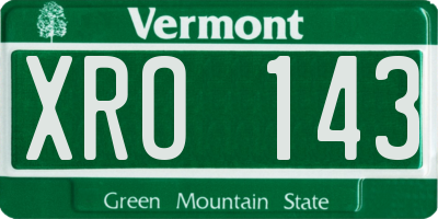 VT license plate XRO143
